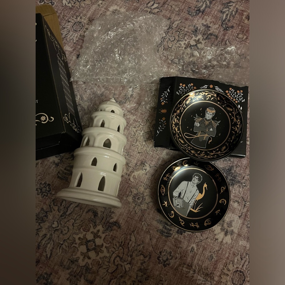 Bundle of Fairyloot trinket trays Cardan and James Herondale w bable tealight